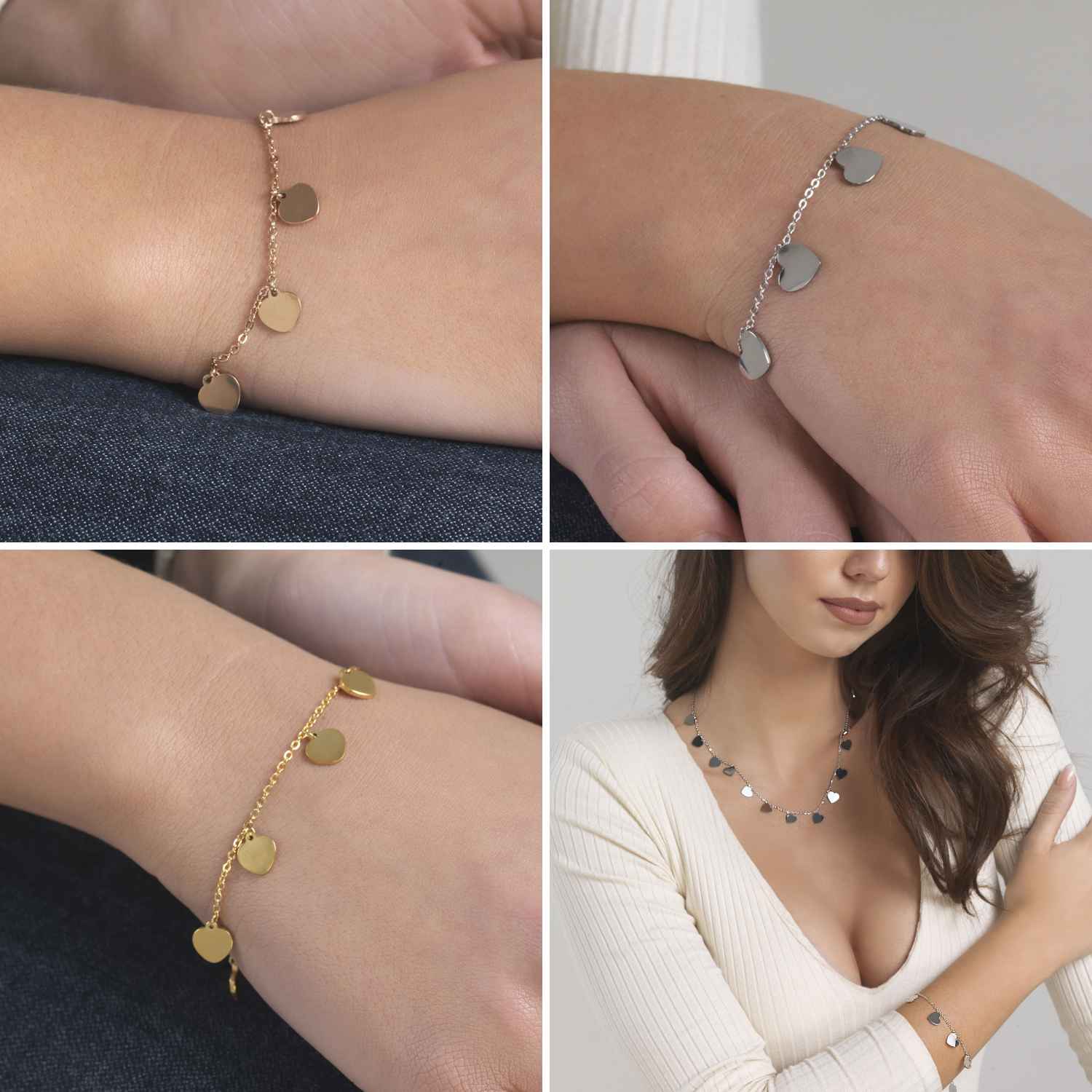 Bracciale in acciaio con charm a cuoricino - Inscintille Gioielli